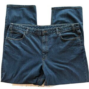 Duluth Trading Co Mens  Dark Wash Denim Heavy Cotton Workwear Blue Jeans-44”x32”